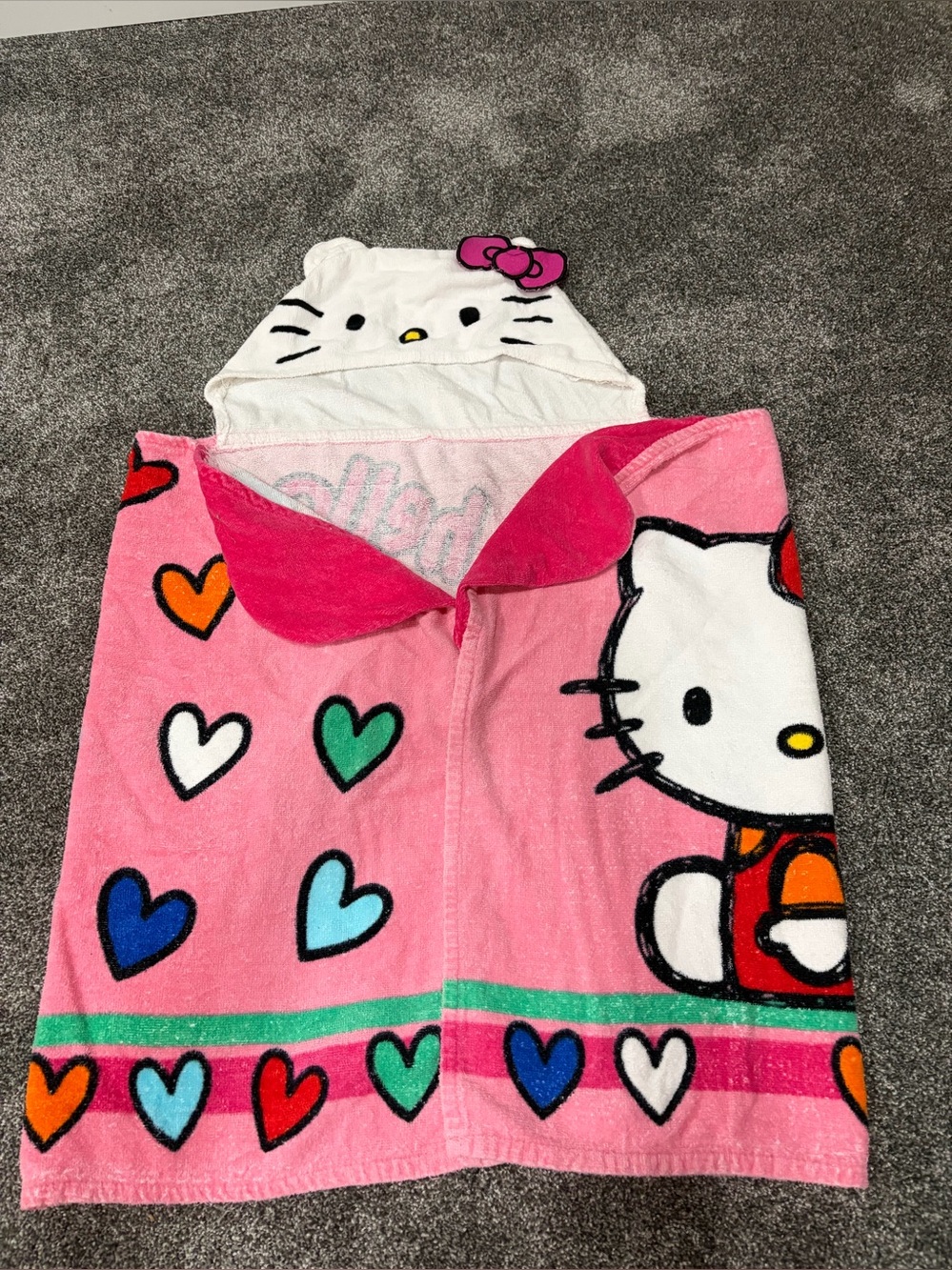 Hello Kitty Pink Hooded Kids Towel for big kids